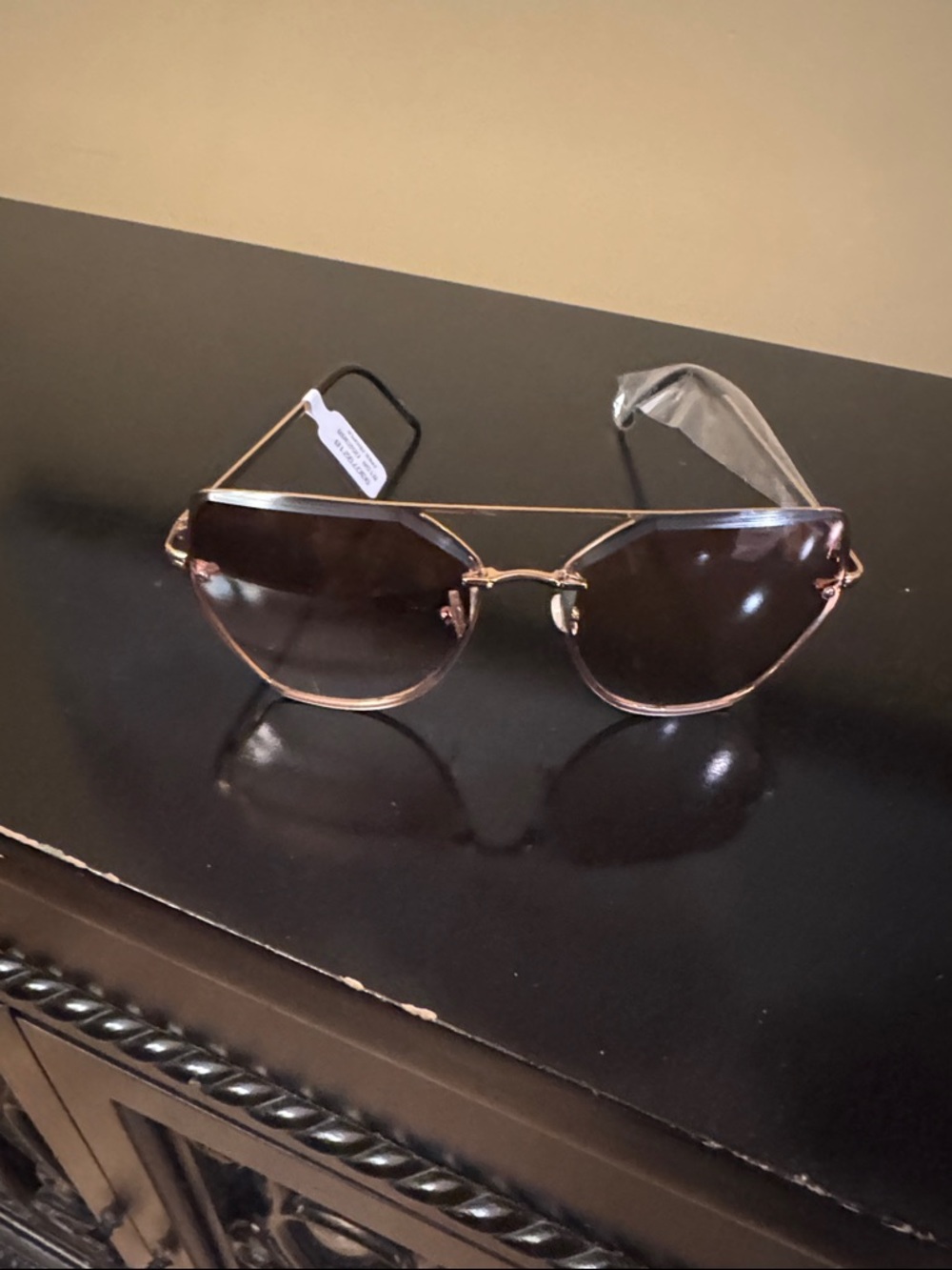 Women’s Rose Gold Frame Sunglasses with Brown Lenses